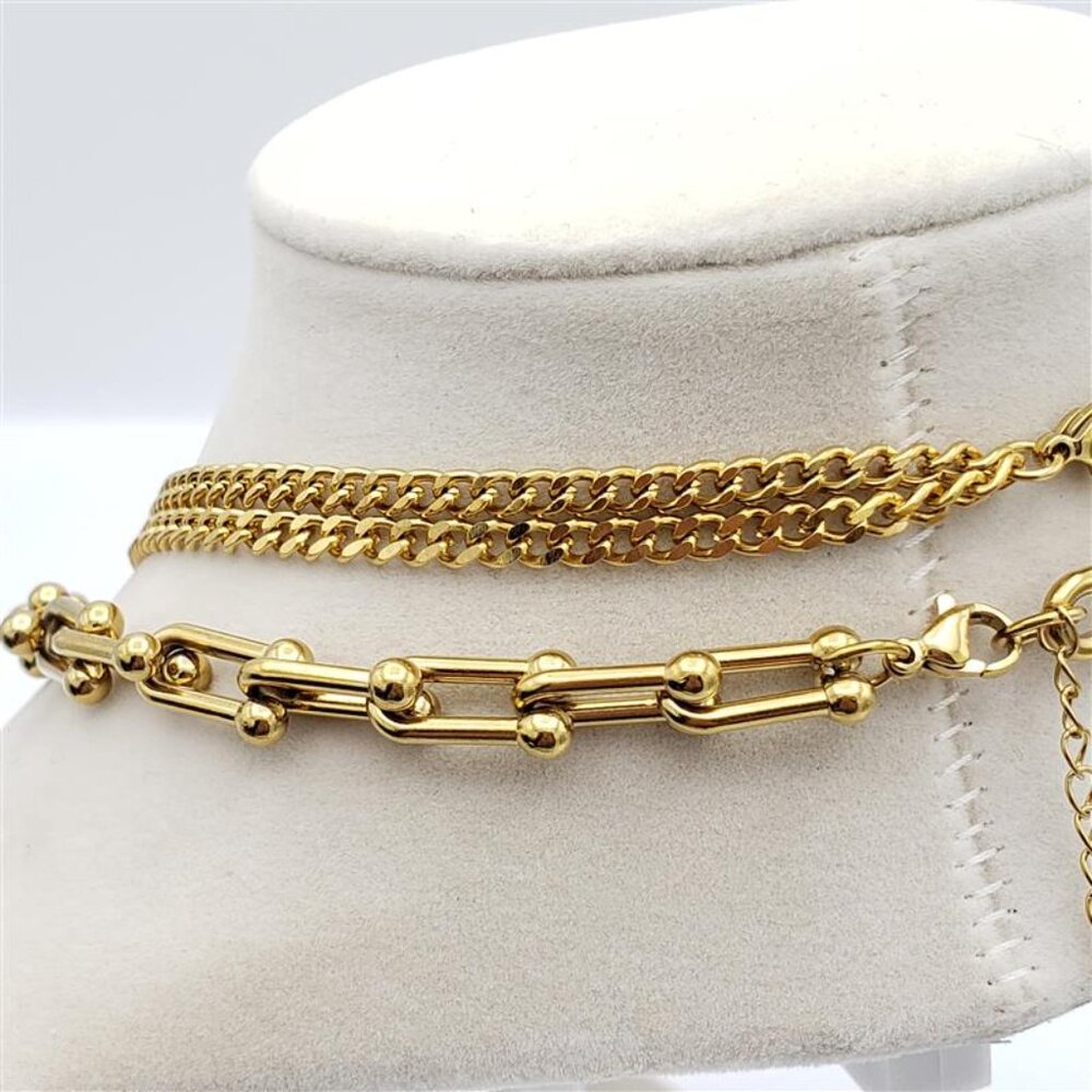 Double Chain Necklace with Authentic Louis Vuitton Padlock Pendant & Fresh Pearl - Picture 6 of 12